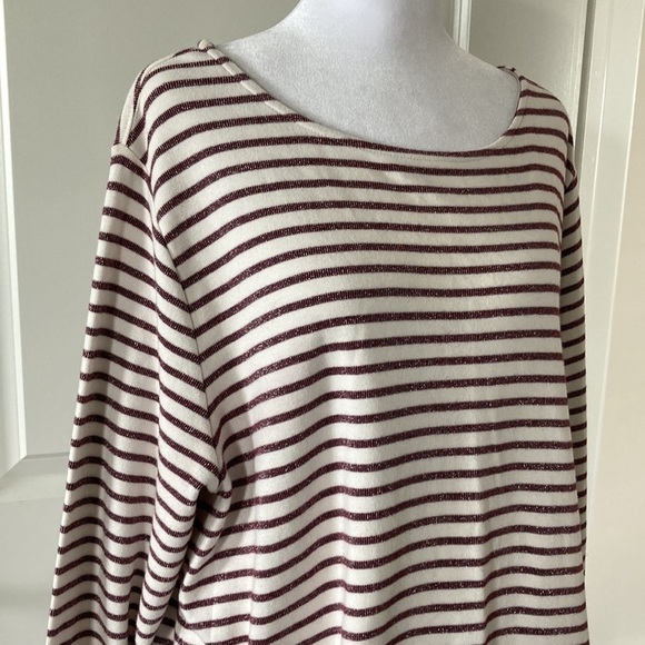 Cj banks 2X top stripes pockets white purple crewneck - Picture 2 of 10